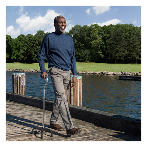 Drive Medical Folding Quad Cane, Small Base, Charcoal