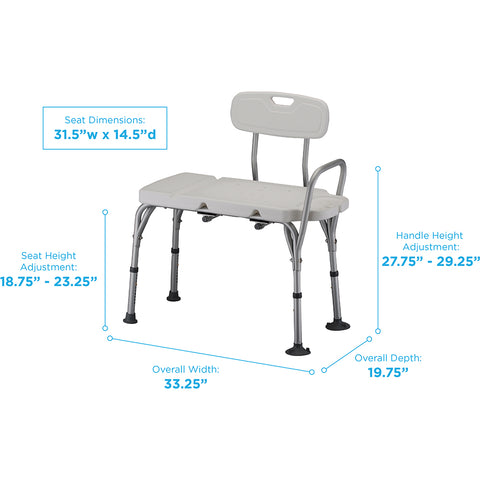 Transfer Bench With Soap Tray & Detachable Back
