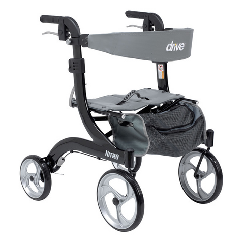 Nitro Aluminum Rollator, Hemi Height, 10" Casters